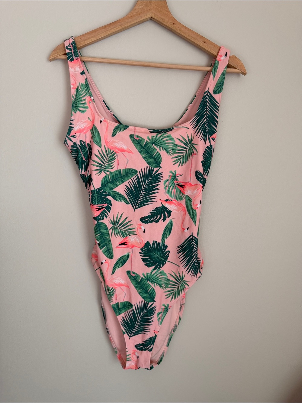 Old Navy Pink Flamingo & Leaf Print One-Piece Bodysuit